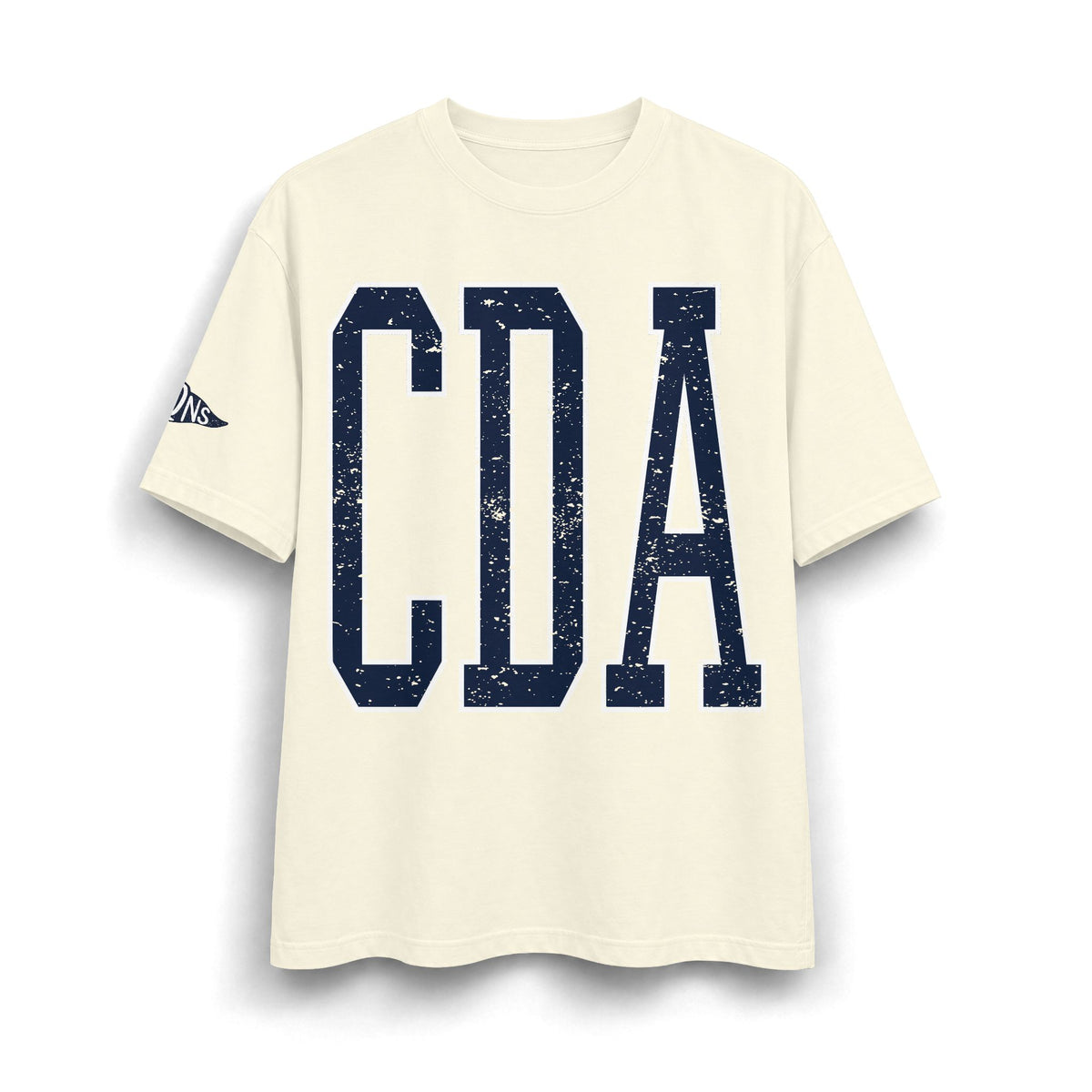 CDA graphic tee with sleeve detail, 100% heavyweight cotton