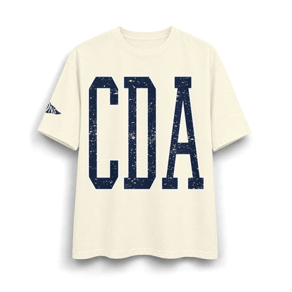 CDA graphic tee with sleeve detail, 100% heavyweight cotton