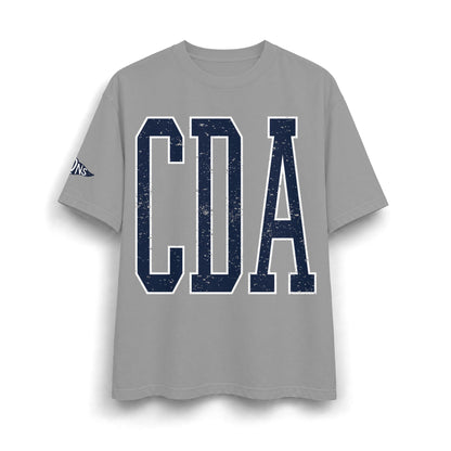 CDA graphic tee with sleeve detail, 100% heavyweight cotton