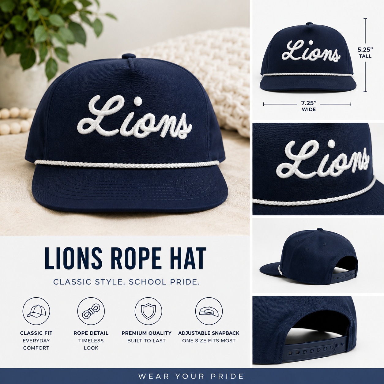 Script Lions Embroidered Cap