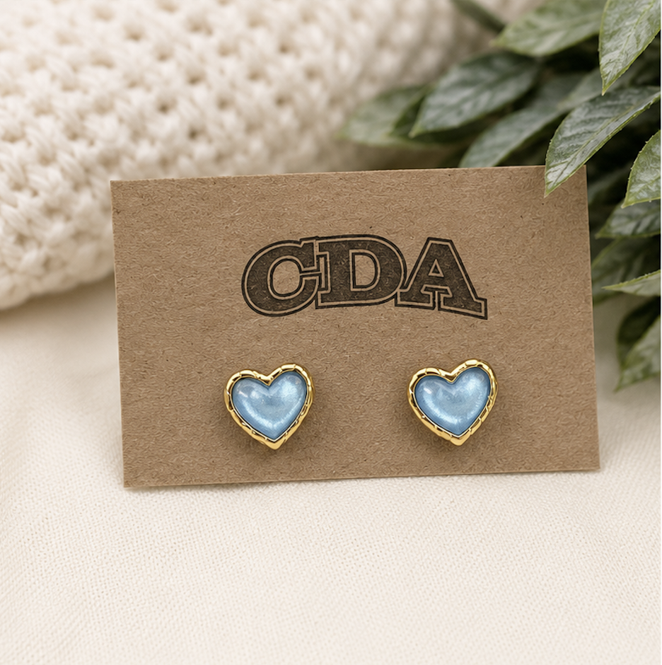 Collegiate Blue Heart Earrings