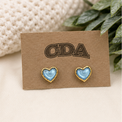 Collegiate Blue Heart Earrings